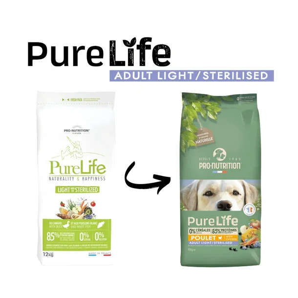 Purelife Light / Sterilized - Kornfrit Hundefoder - 12 kg